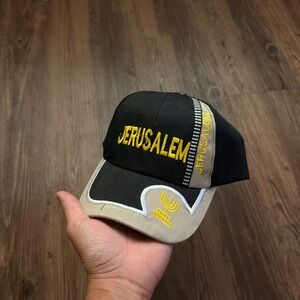 Jerusalem Embroidered Baseball Cap Hat Black &‎ Beige Adjustable Religious